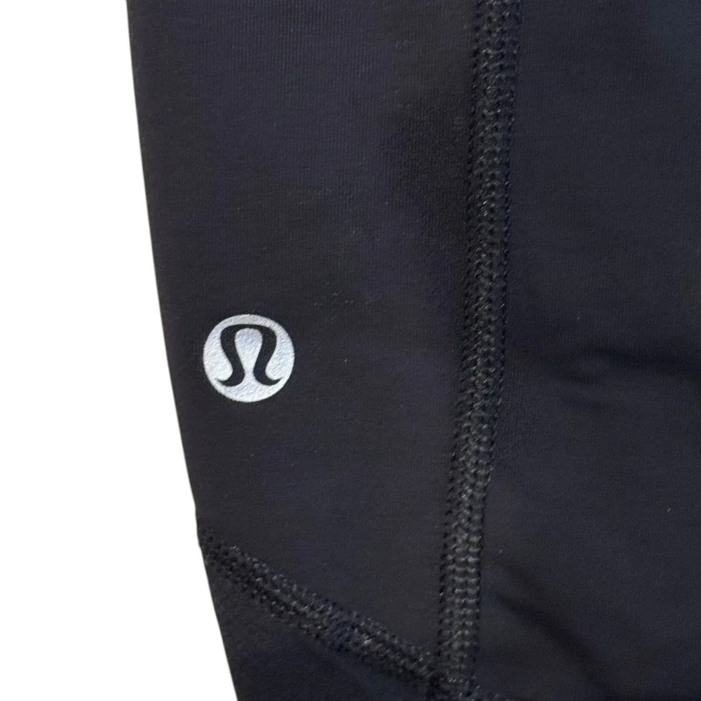Lululemon Women Pants Lime Polka Dot Waistband Crop Leggings Reflective Accent 8